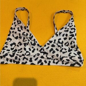 aerie Leopard Print Triangle Bikini Top - Black & White